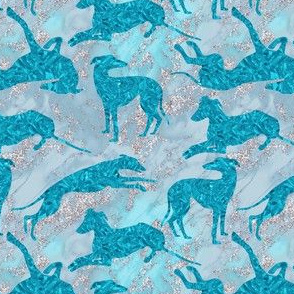 Greyt Aquamarine Greyhounds on Blue Marble