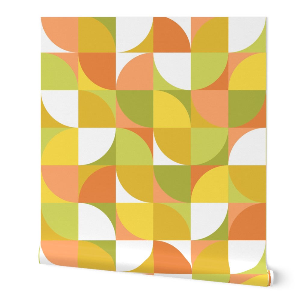 retro mod squares white yellow orange green