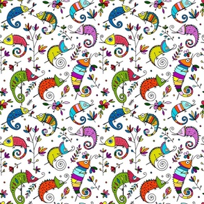 Funny colorful Chameleons Pattern