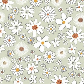 retro floral _sage green