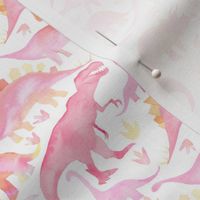 Watercolour Dinosaurs -pink - small scale
