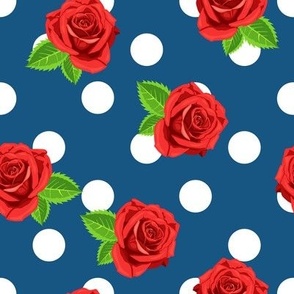 Scattered Rose Red/Blue Polka Dot