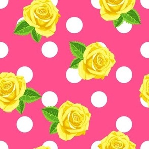 Scattered Rose Yellow/Pink Polka Dot