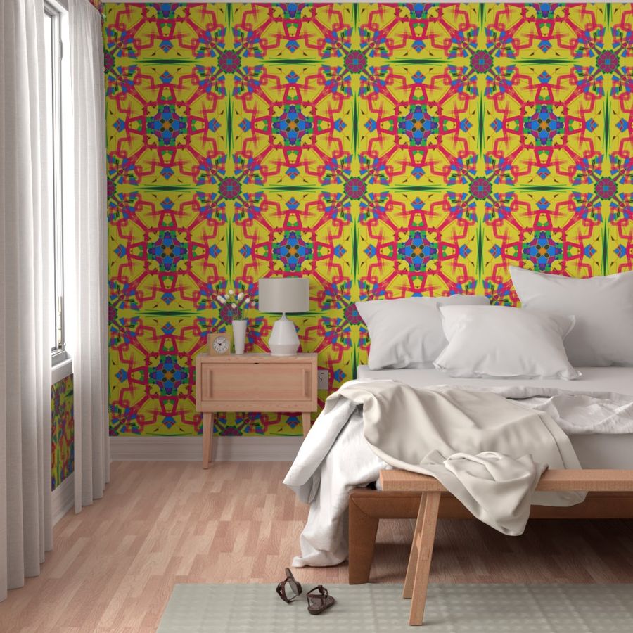 Yellow psychedelic geometric tile