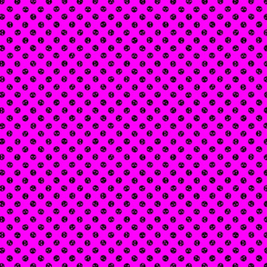 skull polka dots black on neon pink