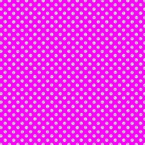 skull polka dots white on neon pink