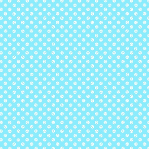 skull polka dots white on pastel blue