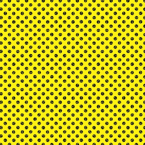 skull polka dots black on yellow