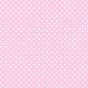 skull polka dots white on pastel pink