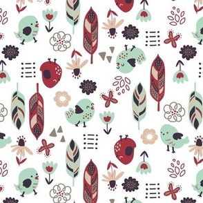 Cordelia Woodland Birds-Holiday Colors