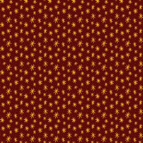 Magical Star Bursts - Small Scale - Maroon and Gold