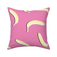 Yellow Bananas on Hot Pink Tropical fruit Spring Summer Fabric