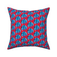 Armadillo, Blue on Red.