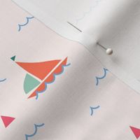 Minimalist sailboats on light pink