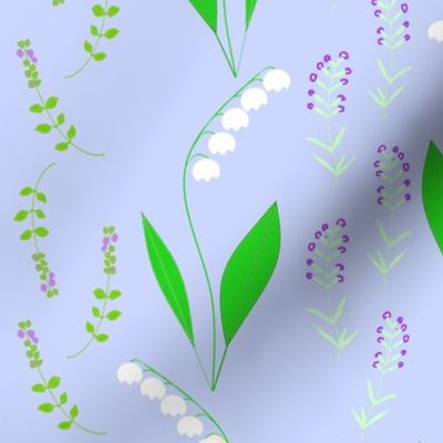 Lilies of the valley lavender and thyme blue