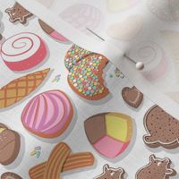 Super small scale // Mexican Sweet Bakery Frenzy // white background // pastel colors pan dulce