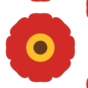 BIG RED POPPIES ON WHITE BACKGROUND
