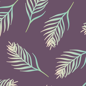 Aqua Menthe Gradient Tropical Leaves seamless pattern background. 