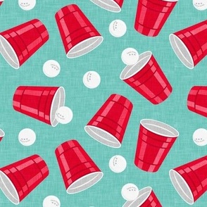 beer pong - cups and ping pong balls - teal - LAD20