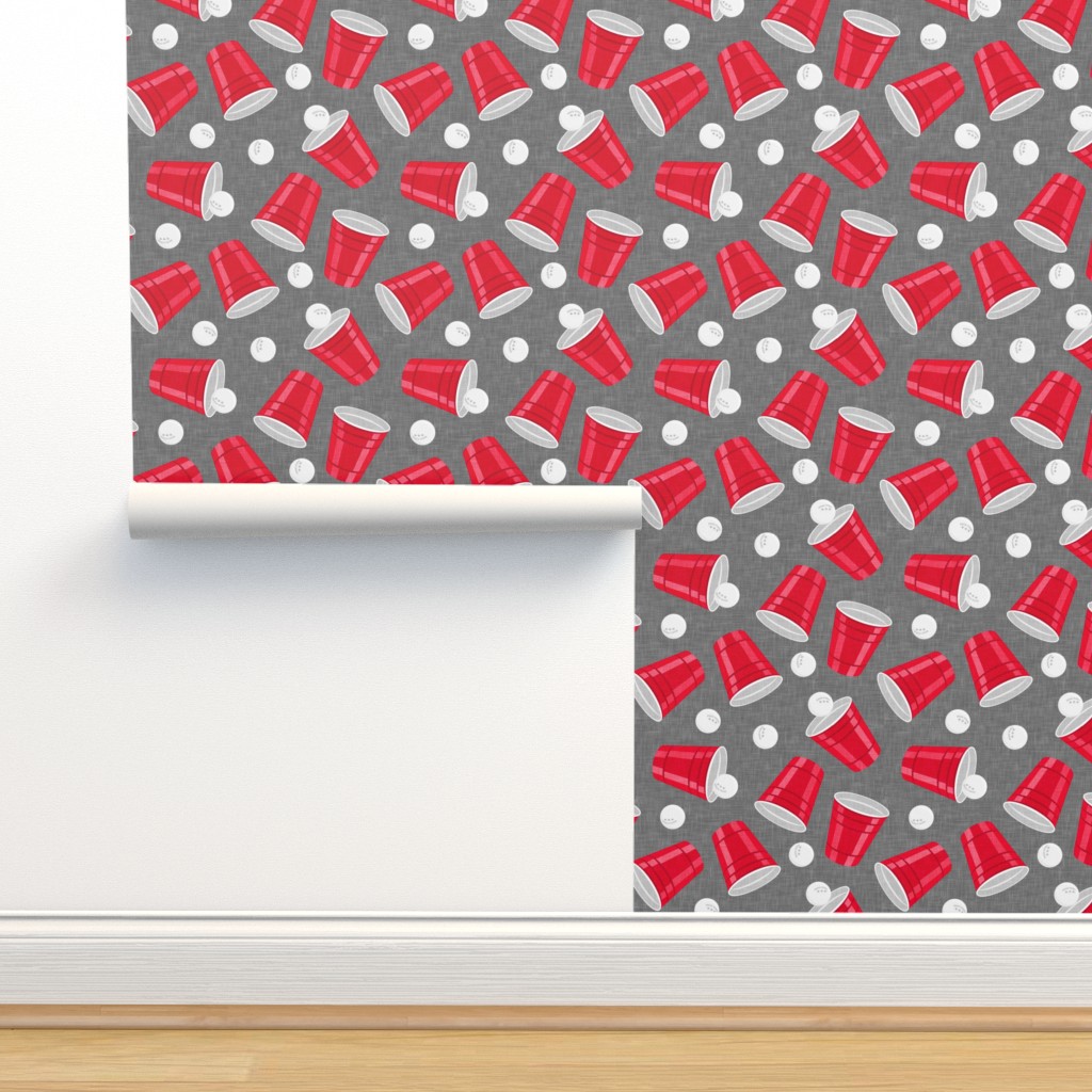 Beer Pong Cups And Ping Pong Balls Wallpaper Spoonflower