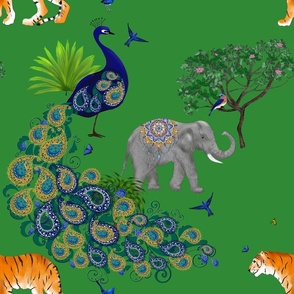 Peacock,tiger,elephant pattern 