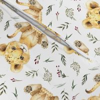 4" baby lion floral on white