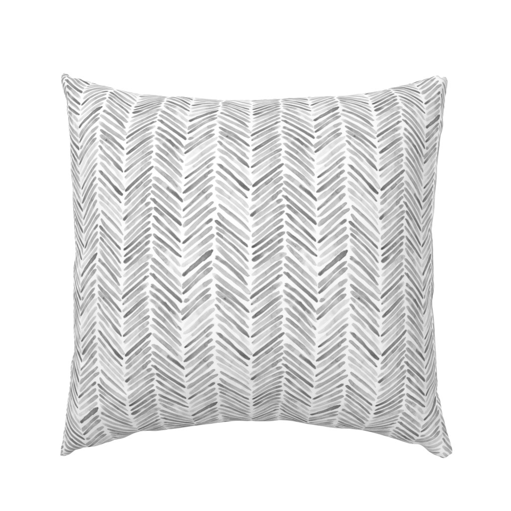 Silver grey herringbone - watercolor brush stroke abstract geometric painted pattern