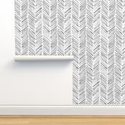 Silver grey herringbone - watercolor brush stroke abstract geometric painted pattern