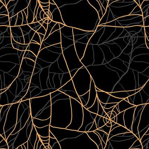 Layered Orange Spiderwebs