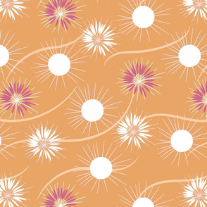 sunny daisies peach polka dots by rysunki_malunki