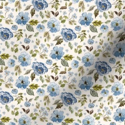 4" Blue Autumn Garden Ivory