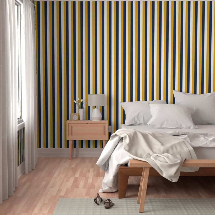 Blue Gold White Vertical Stripe