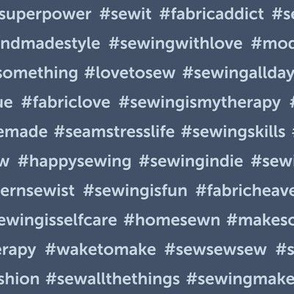 Sewing Hashtags on Blue