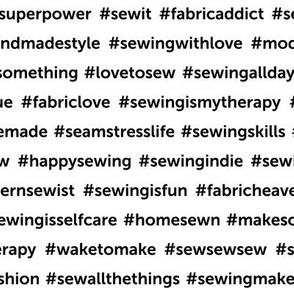 Sewing Hashtags in Black on White