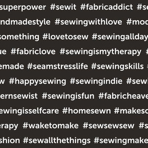 Sewing Hashtags White on Black