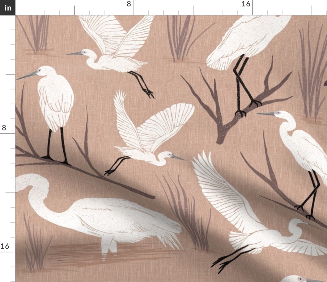 Great White Egrets - Rust - Large Scale