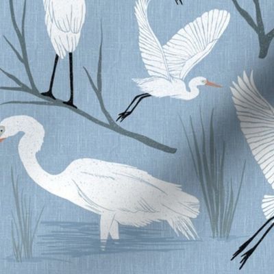 Great White Egrets - Gray Blue - Regular Scale