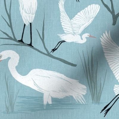 Great White Egrets - Turquoise - Regular Scale