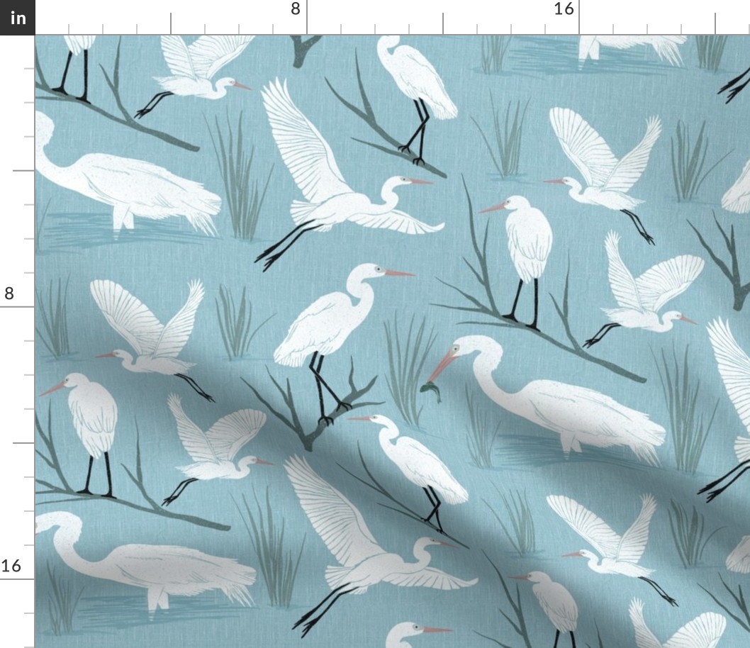 Great White Egrets - Turquoise - Regular Scale