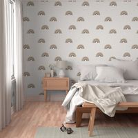 Scattered Earth Tone Rainbows nursery wallpaper in olive green SEVEN