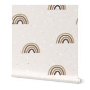 Scattered Earth Tone Rainbows nursery wallpaper in olive green SEVEN