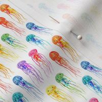 Rainbow Watercolor Jellies on White - extra tiny