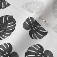 tropical black and white watercolor palm print