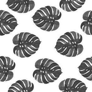 tropical black and white watercolor palm print