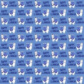 TINY - Llamakah fabric - happy hanukkah fabric, happy llamakah fabric - holiday fabric, - blue