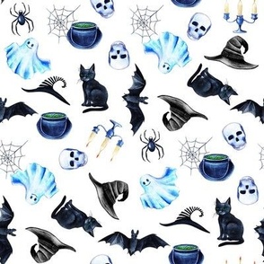watercolor witch fabric - halloween design - simple