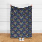 spicy abstract dark blue linen