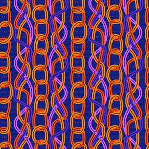 Chains and Twisted Ribbons in Purple and Orange
