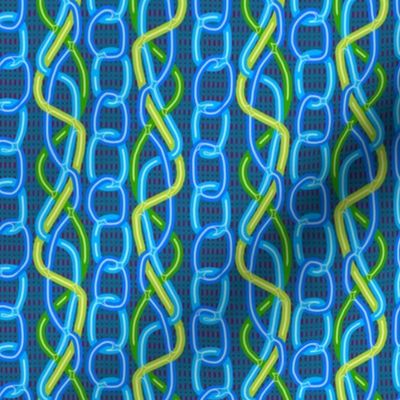 Chains and Twisted Ribbons in Blue and Green