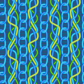 Chains and Twisted Ribbons in Blue and Green